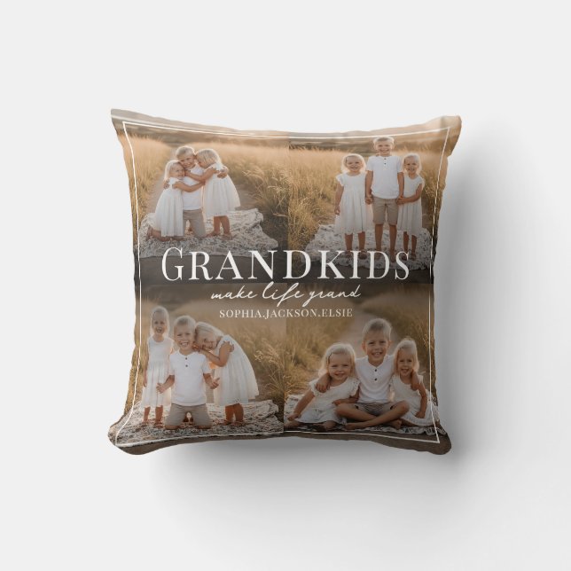 Grandkids Make Life Grand Grandparent Gift Photo Kissen (Vorderseite)