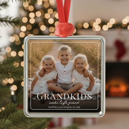 Grandkids Make Life Grand Grandparent Gift Photo Ornament Aus Metall
