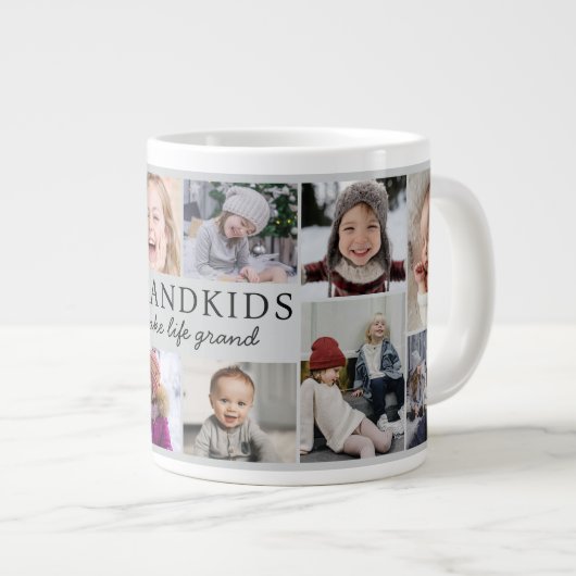 Grandkids Make Life Grand Photo Collage Keepsake Jumbo-Tasse (Vorderseite Rechts)