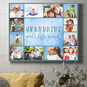 Grandkids Make Life Grand Stylish Blue 12 Foto Leinwanddruck