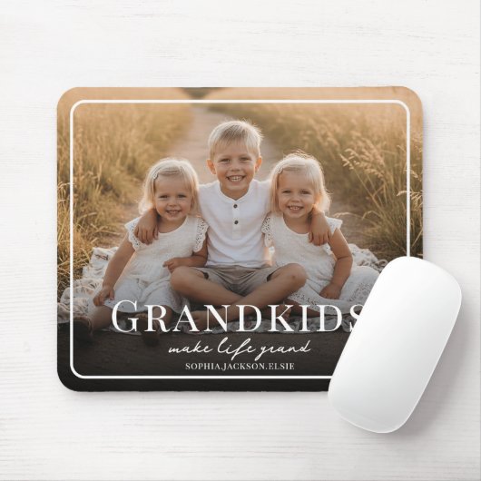 Grandkids Make Life Grand White Script Photo Mousepad (Mit Mouse)