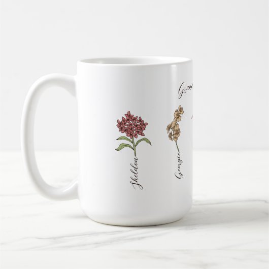 Grandkids Name Blumengarten Kaffeetasse (Links)