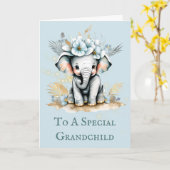 Grandkind-Geburtstagsnachricht niedlich Elefantens Karte (Gelbe Blume)