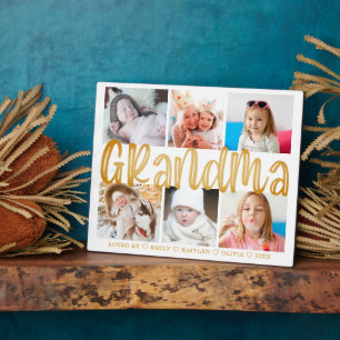 GRANDMA 6 Foto Collage Gold Custom Text 8x10 Fotoplatte