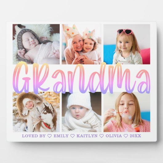 GRANDMA 6 FotoCollage Modernes Personalisiert 8x10 Fotoplatte (Vorderseite)