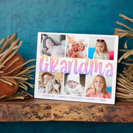 GRANDMA 6 FotoCollage Modernes Personalisiert 8x10 Fotoplatte (Seite)