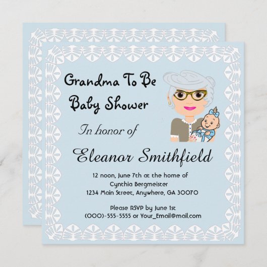 GrandMa als Kinderdusche Einladung (Vorne/Hinten)