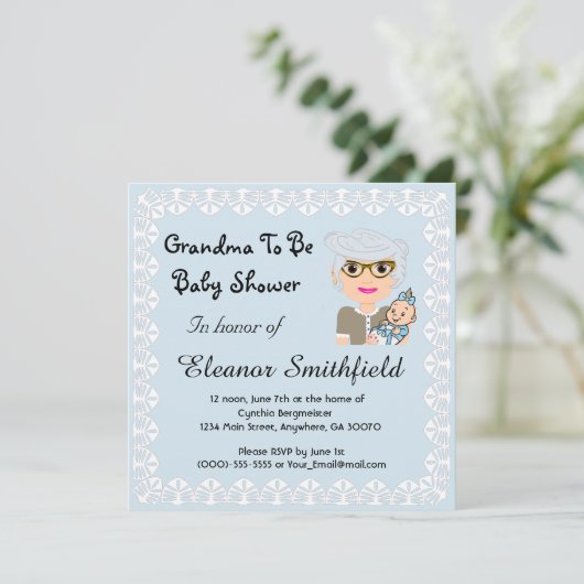 GrandMa als Kinderdusche Einladung (Stehend Vorderseite)