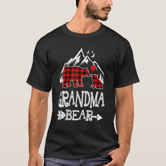 Grandma Bear Christmas Pajama Red Plaid Buffalo Fa T-Shirt (Vorderseite)