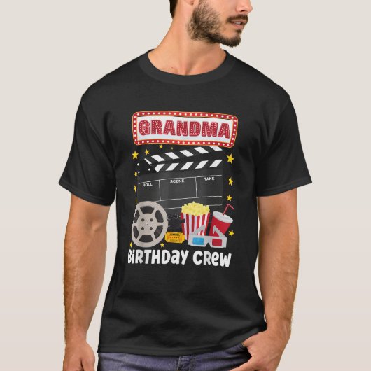 Grandma Birthday Crew Movie Night Theme Matching P T-Shirt (Vorderseite)