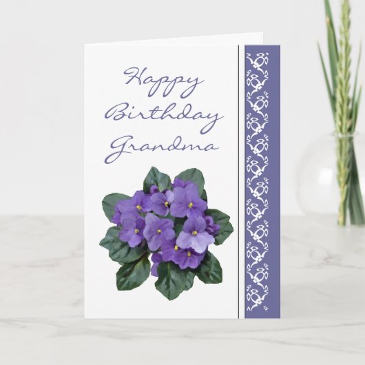 Grandma Birthday Poem African Violet Purple Flower Karte (Vorderseite)