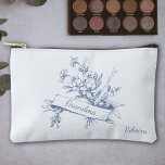 Grandma Blue Toile Floral Cosmetic Zubehörtasche<br><div class="desc">Grandma Blue Toile Floral Cosmetic Accessory Pouch</div>