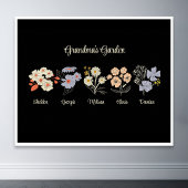 Grandma Blumengarten Custom 5 Name Vintag Blumenge Poster