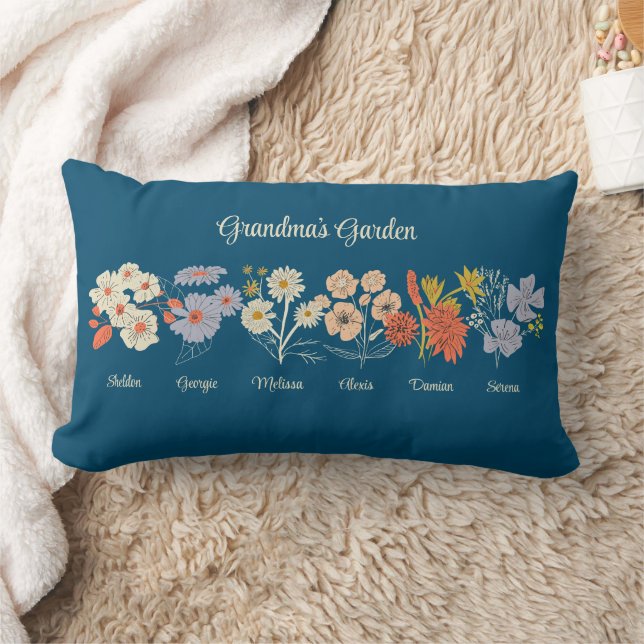 Grandma Blumengarten Custom 6 Name Vintage Blüte Lendenkissen (Decke)