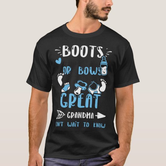 Grandma Boots Or Bows Great Grandma Can't Wait Ba T-Shirt (Vorderseite)