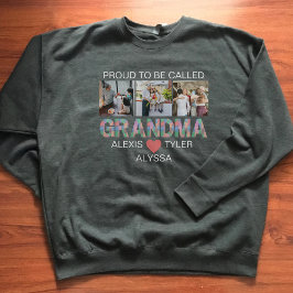 Grandma Brush Stroke 3 Foto Großkinder Namen Sweatshirt