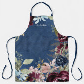 Grandma Burgund Floral Blush Peony Rose w Navy Schürze (Vorderseite)