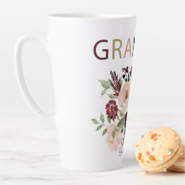 Grandma Burgundy Floral Watercolor 2 Latte Tasse