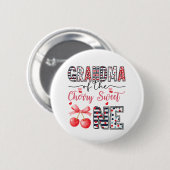 Grandma Cherry Sweet One Cute Birthday Family Button (Vorne & Hinten)