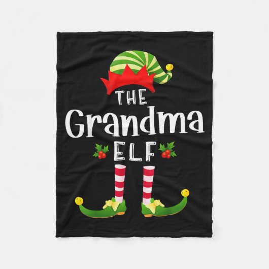 Grandma Christmas Elf Matching Pajama X-mas Party Fleecedecke (Vorderseite)