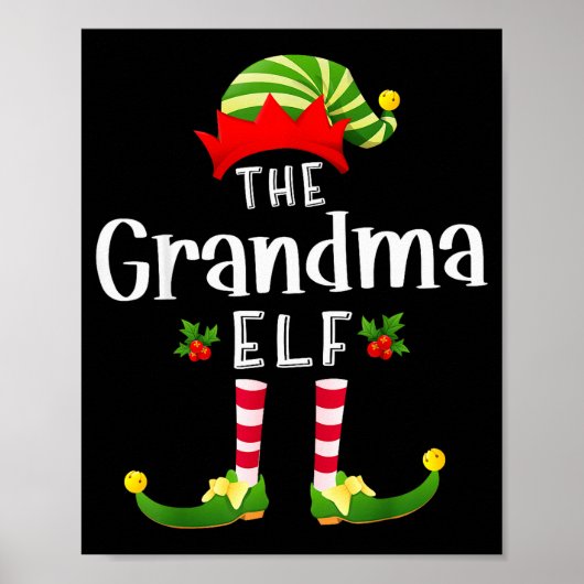 Grandma Christmas Elf Matching Pajama X-mas Party  Poster (Vorne)