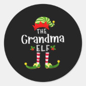 Grandma Christmas Elf Matching Pajama X-mas Party  Runder Aufkleber (Vorderseite)