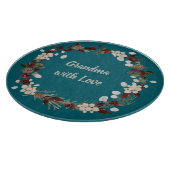 Grandma Christmas wreath on a rich teal  Schneidebrett (Ecke)