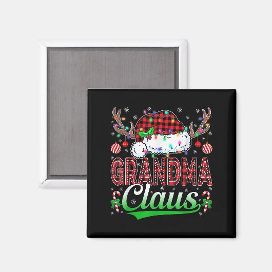 Grandma Claus Christmas Lights Matching Family Xma Magnet (Vorderseite/Rückseite)