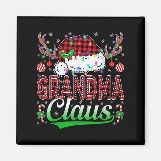 Grandma Claus Christmas Lights Matching Family Xma Magnet (Vorne)