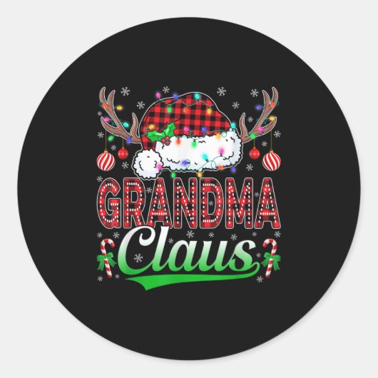 Grandma Claus Christmas Lights Matching Family Xma Runder Aufkleber (Vorderseite)