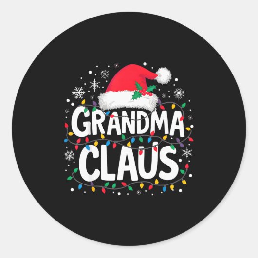 Grandma Claus Christmas Lights Santa Family Matchi Runder Aufkleber (Vorderseite)
