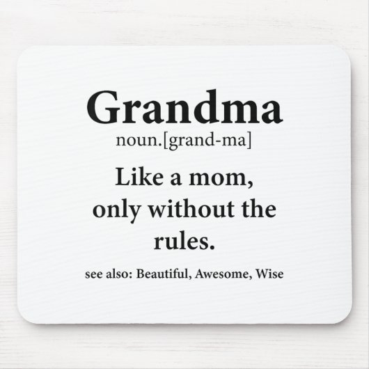Grandma Definition Like Mom Without Rules Funny Gr Mousepad (Vorne)