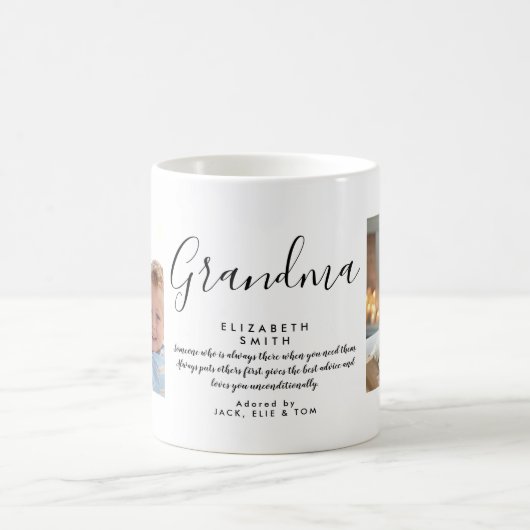 Grandma Elegant Script Quote Photo Kaffeetasse (Mittel)