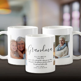 Grandma Elegant Script Quote Photo Kaffeetasse