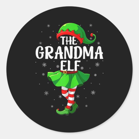 Grandma Elf Christmas Girls Women Elf Squad Xmas F Runder Aufkleber (Vorderseite)
