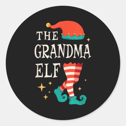 Grandma Elf Family Matching Group Christmas Grandm Runder Aufkleber (Vorderseite)