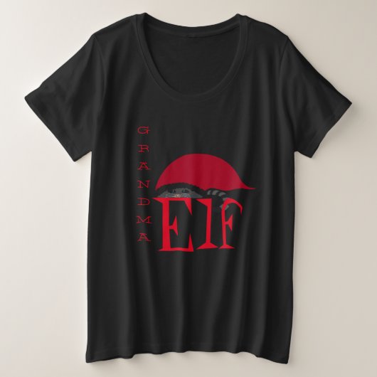 Grandma Elf Holiday Weihnachtskatze Black Große Größe T-Shirt (Design vorne)