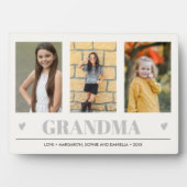 GRANDMA Entenkinder NAMES 3 Foto GRAUE HERZEN Fotoplatte (Vorderseite)