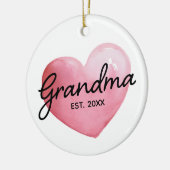 Grandma Est Date Watercolor Heart Christmas Keramik Ornament (Links)