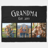 Grandma Est. Established Year Custom Name 3 Photo Fleecedecke (Vorderseite (Horizontal))