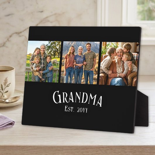 Grandma Est. Established Year Custom Name 3 Photo Fotoplatte