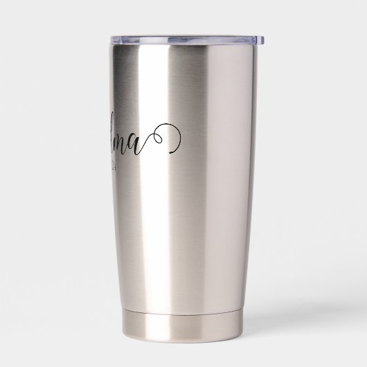 Grandma Est Modern Black Script Custom Date Thermobecher (Links)