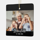 Grandma Est. White script 3 photo Keramikornament (Links)