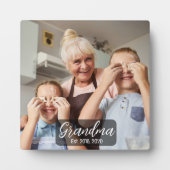 Grandma Est. White script photo Fotoplatte (Vorderseite)