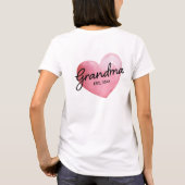 Grandma Est Year Watercolor Heart T-Shirt (Rückseite)