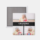 Grandma Established 3 Photo Grandparent's Day Magnet (Vorderseite/Rückseite)