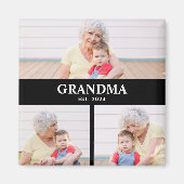 Grandma Established 3 Photo Grandparent's Day Magnet (Vorne)
