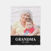 Grandma Established Black Modern Bold Photo Fleecedecke (Vorderseite)