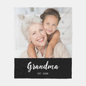 Grandma Established Black Modern Script Photo  Fleecedecke (Vorderseite)