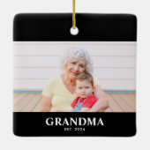 Grandma Established Black White Bold Photo Keramikornament (Rückseite)